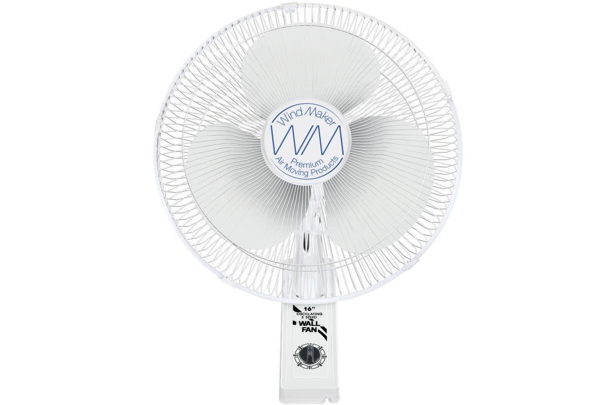 WindMaker 16&quot; Wall-Mount Oscillating 3-Speed Fan 120V 60W
