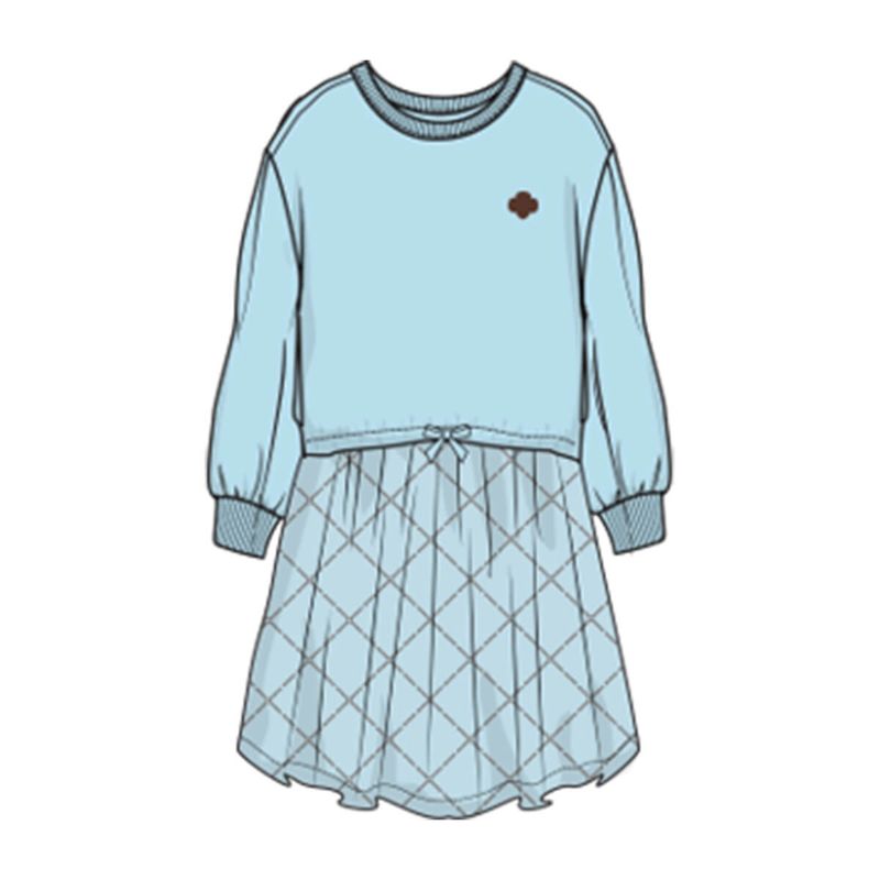 Brownie Long Sleeve Mixed Media Dress