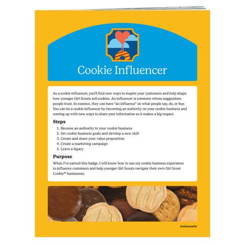 AMBASSADOR COOKIE INFLUENCER BADGE REQUIREMENT pamphlet