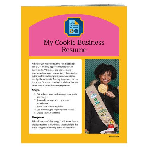 AMBASSADOR MY COOKIE BUSINESS RESUME BADGE REQUIREMENT pamphlet