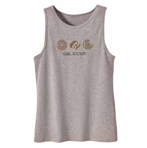 Rhinestone Cookie Tank Top Gray - Women's