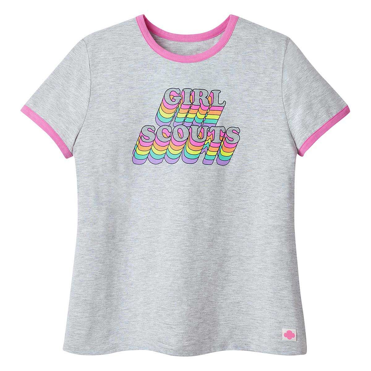 Women's Rainbow Ringer T-Shirt, Size: XS