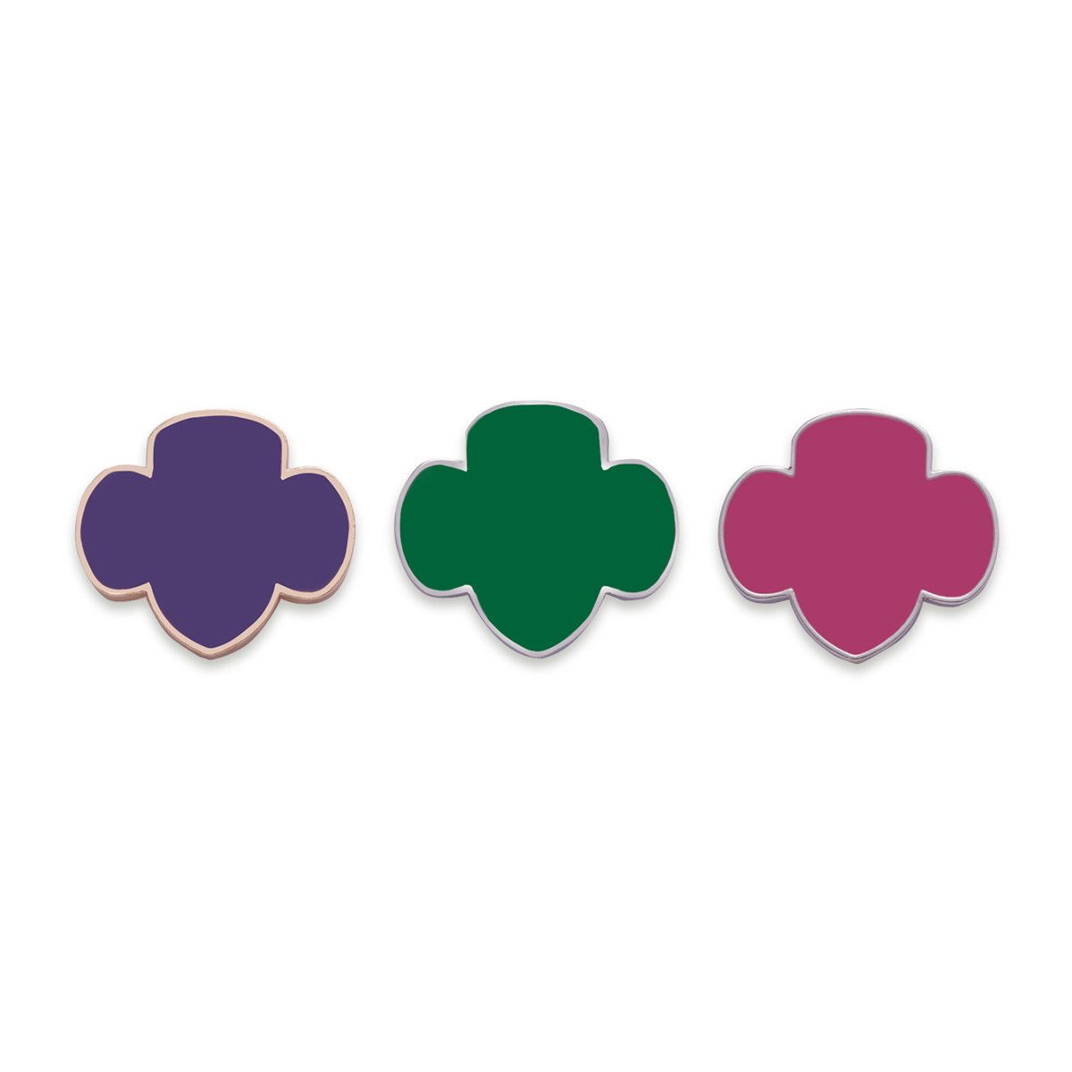 TREFOIL MAGNETIC BROOCH SET BRIGHT ENAMEL