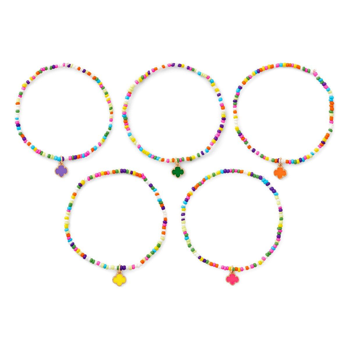 Trefoil Beaded Bracelet 5 Pk Set