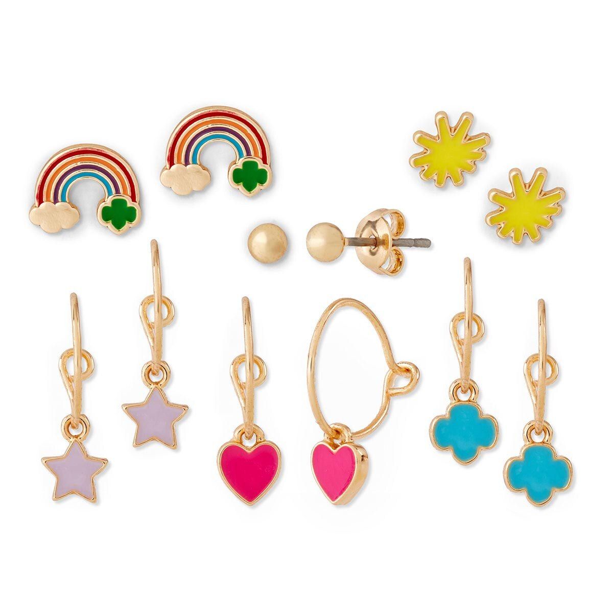 Stud and Charm Hoop Earrings 6 Pk Set