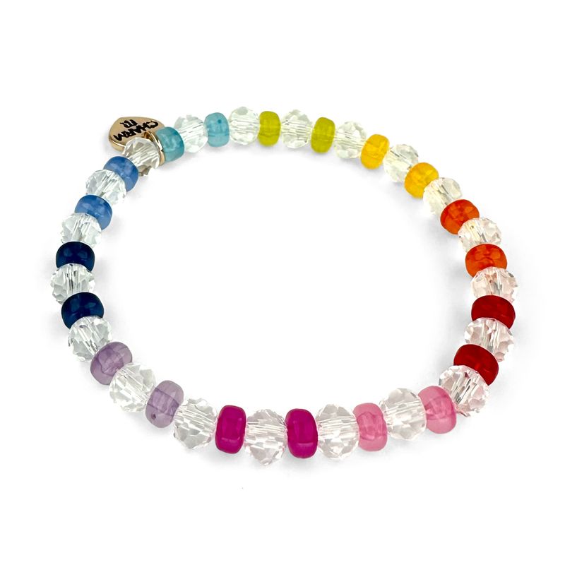 Charm It Clear Rainbow Stretch Bead Bracelet