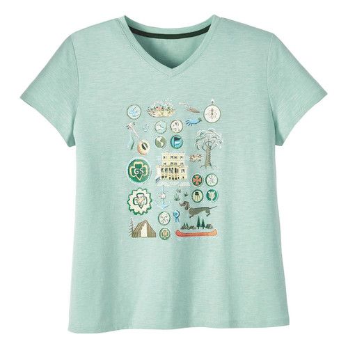 Women's Archive Collage VNeck TShirt, Size: MD