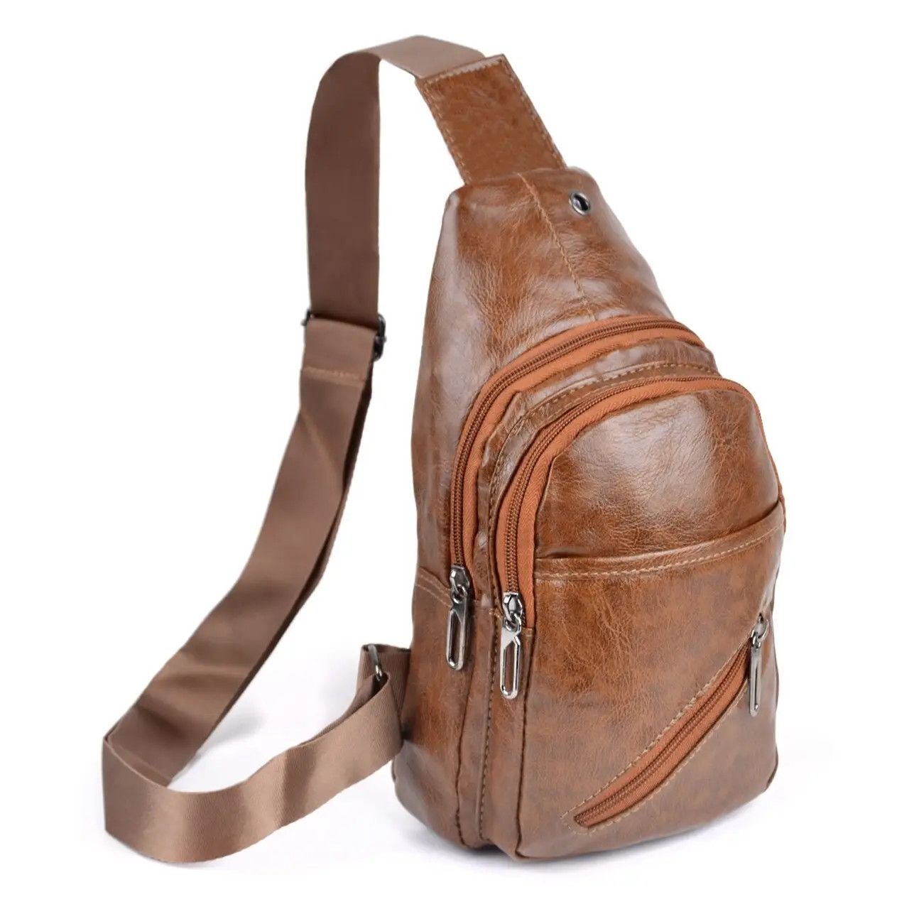 Brown PU Leather Sling Bag