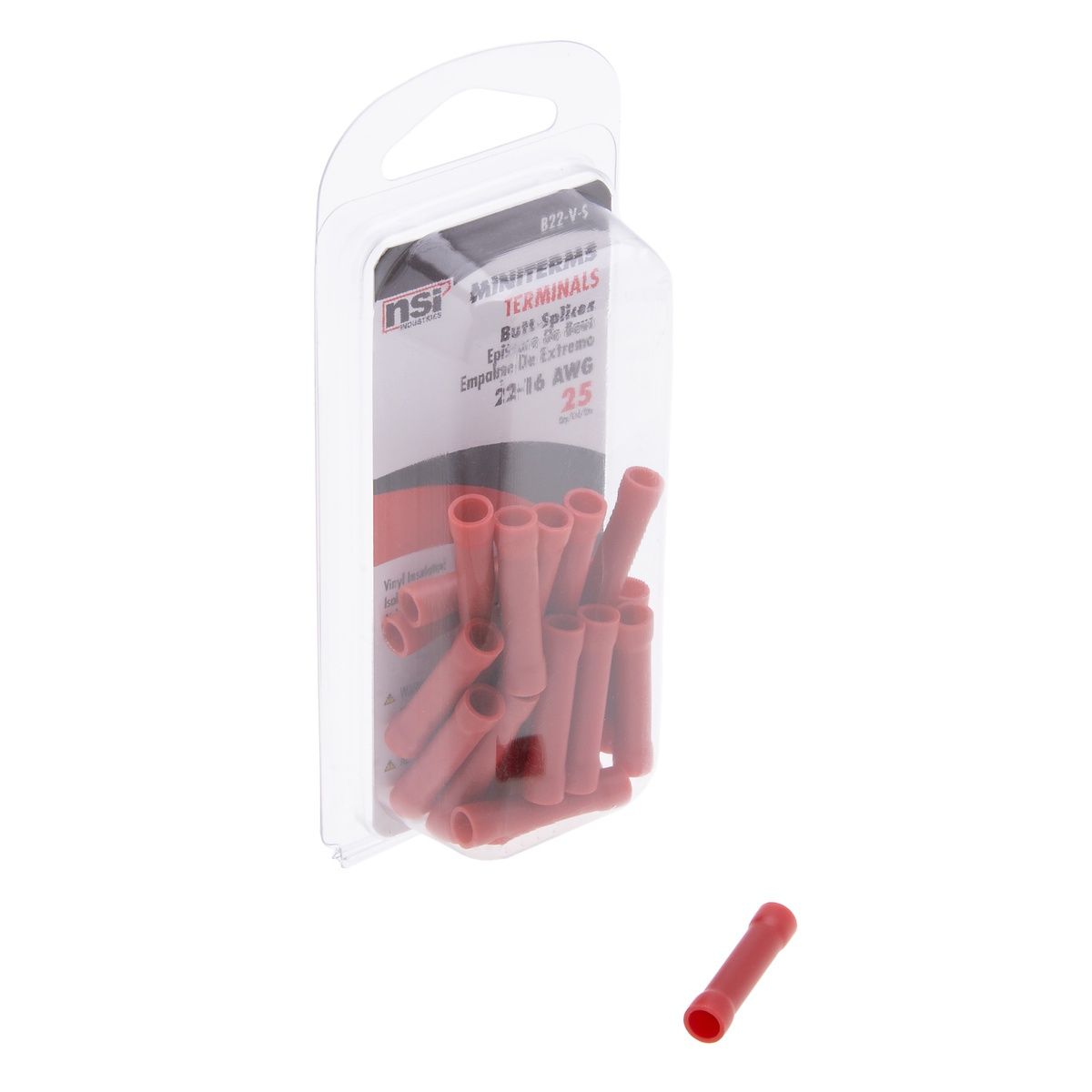 WIRE TERMINAL BUTT SPICE VYNIL INSULATED 22-18 AWG CLAMSHELL