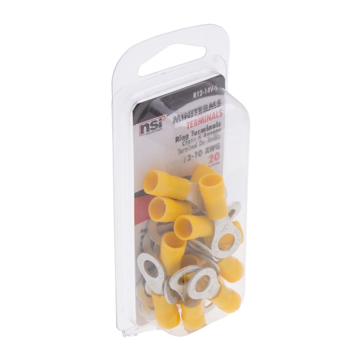 WIRE TERMINAL RING VINYL 12-10 AWG 1/4 STUD CLAMSHELL