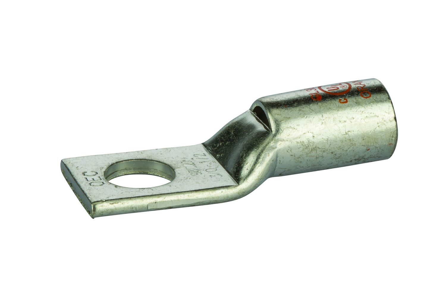 3/0 AWG 1/2'' 1-Hole Copper Short Lug - Orange. GL3048