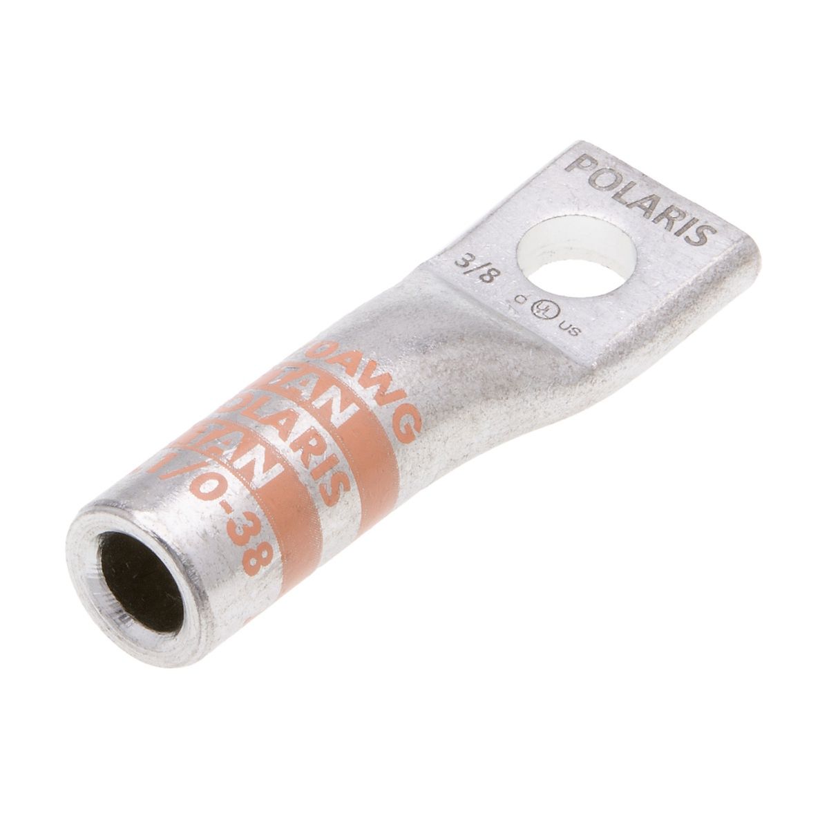 1/0 AWG 3/8'' 1-Hole Aluminum Long Lug - Tan