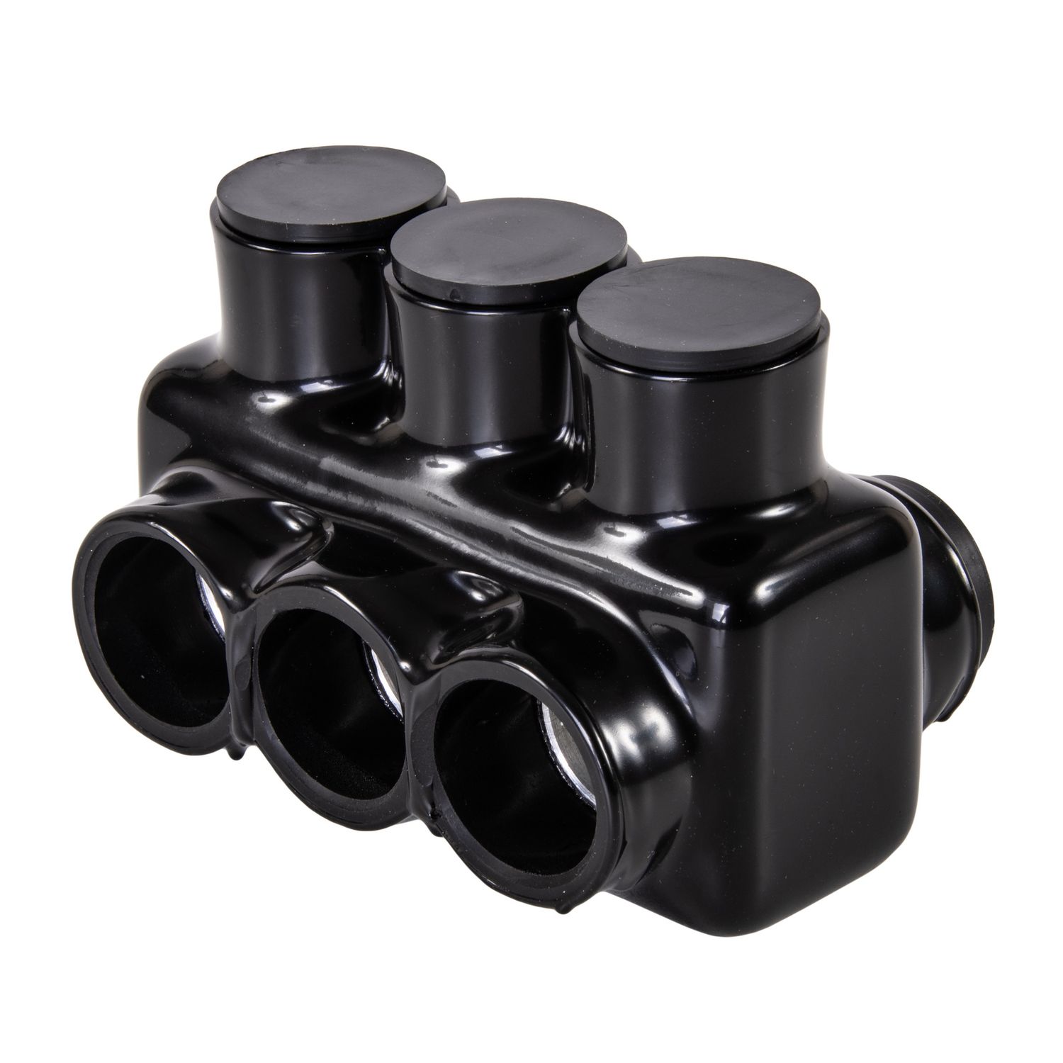 3-Port Black Multi-Tap Pre-Insulated Connector, 500 MCM - 4 AWG