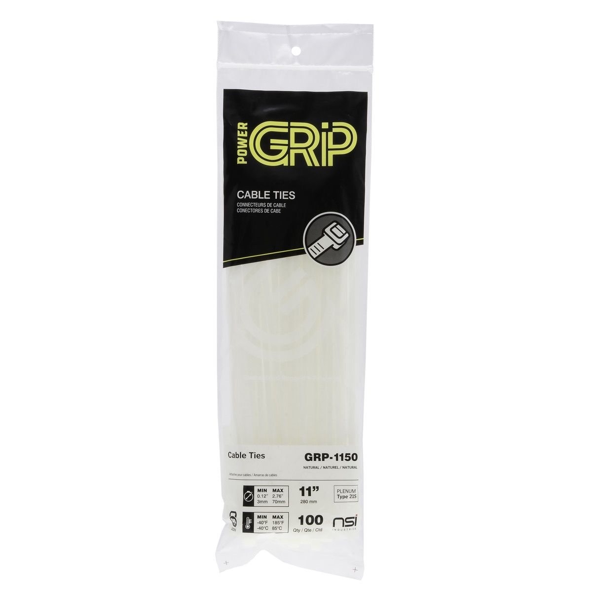 11”, Natural General Purpose 50lb Cable Ties, 100 Pack