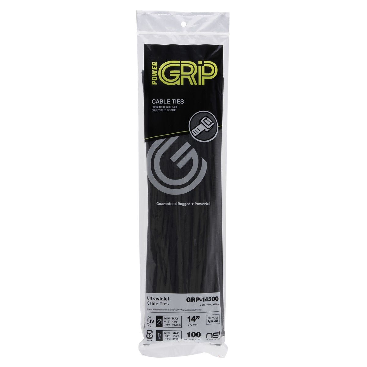 14”, Black General Purpose 50lb Cable Ties, 100 Pack