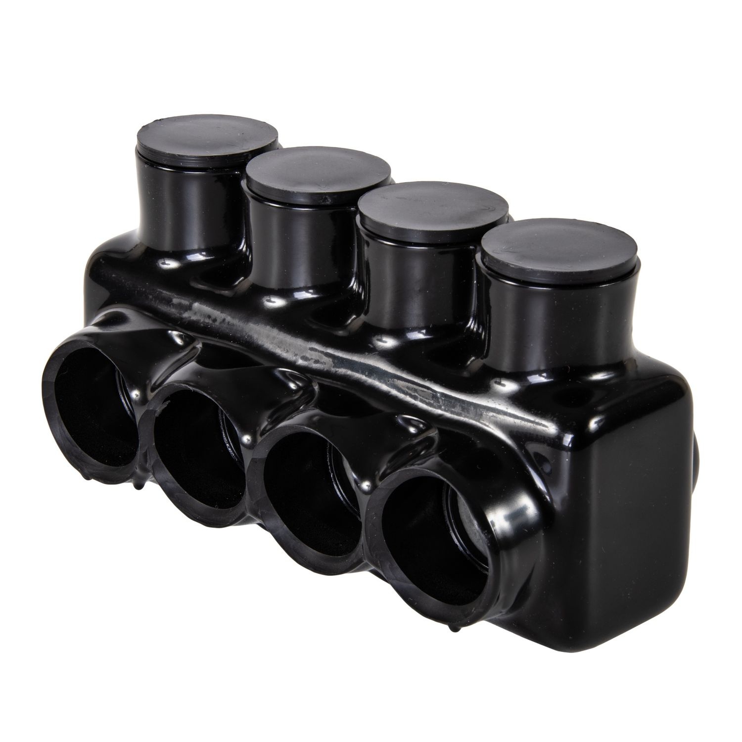 4-Port Black Multi-Tap Pre-Insulated Connector, 1/0-14 Gauge