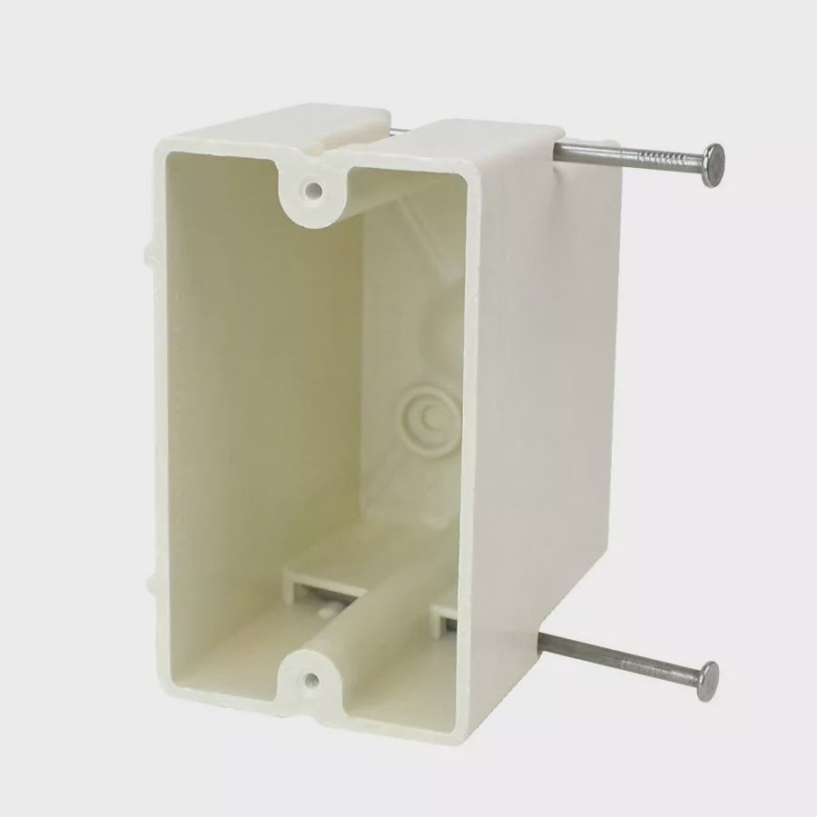 1G WHT. MID-NAILS SWITCH AND OUTLET BOX. - 1098-N