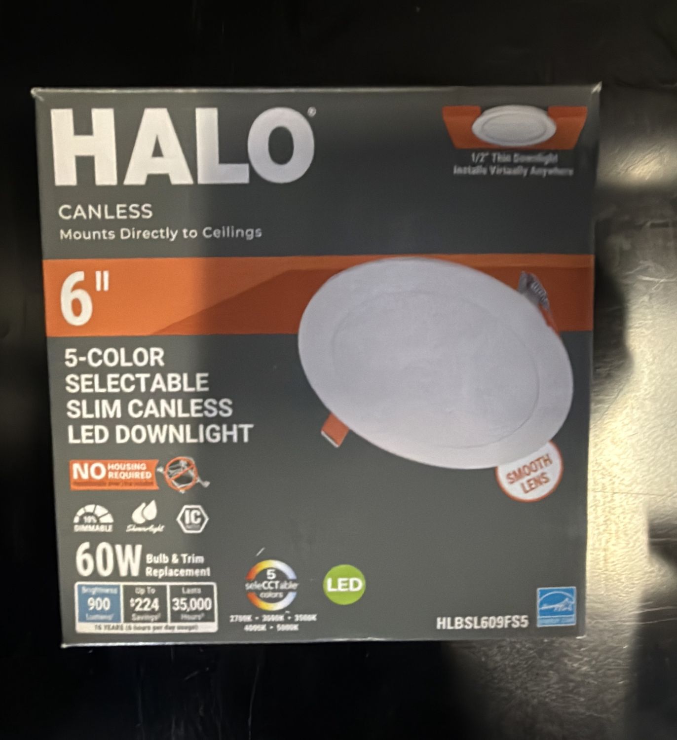 HALO 6" LED SLIM CANLESS DOWNLIGHT - HLBSL609FS5