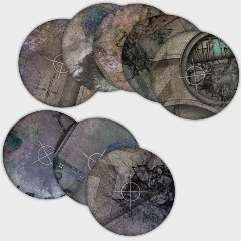 Terrain Crate - Objective Template: Grimdark 8 count - Warhammer Size (40mm + 6&quot; Diameter)