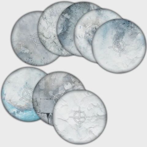 Terrain Crate - Objective Template: Snow Field 8 count - Warhammer Size (40mm + 6&quot; Diameter)