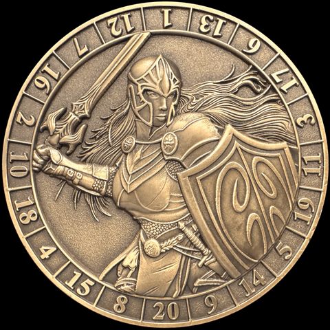 Dice Coins - d20 Female Human Fighter