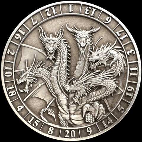 Dice Coins - d20 Five-Headed Dragon