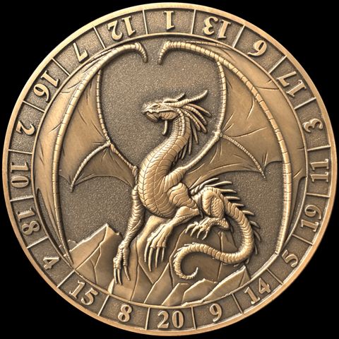Dice Coins - d20 Lawful Gold Dragon