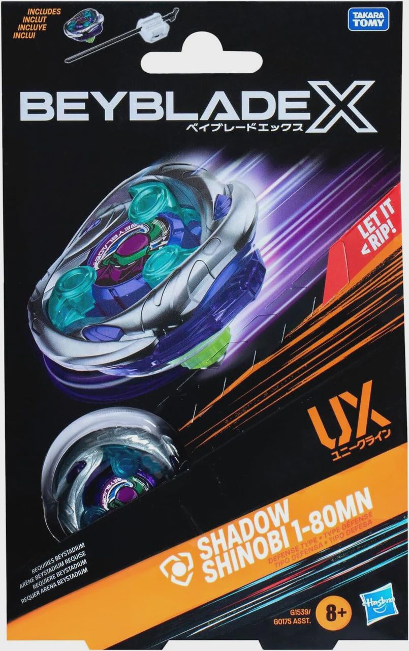 Beyblade X Shadow Shinobi 1-80MN UX Starter Pack Top and Launcher