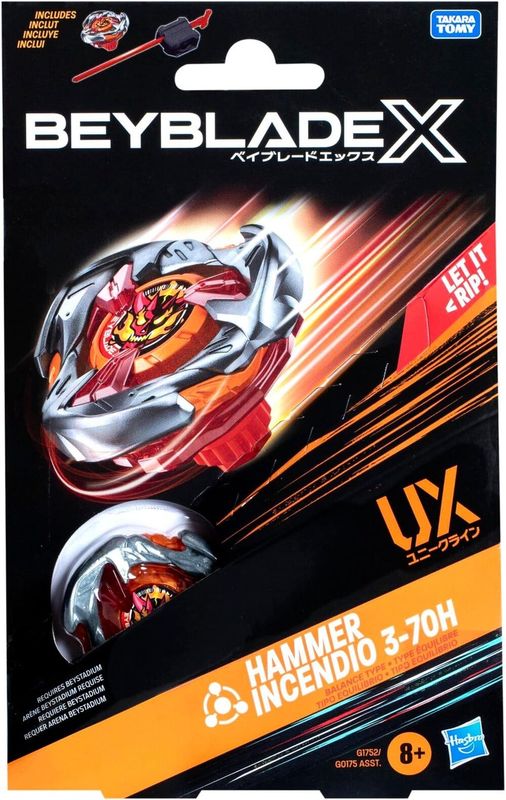 Beyblade X Hammer Incendio 3-70H UX Starter Pack Top and Launcher
