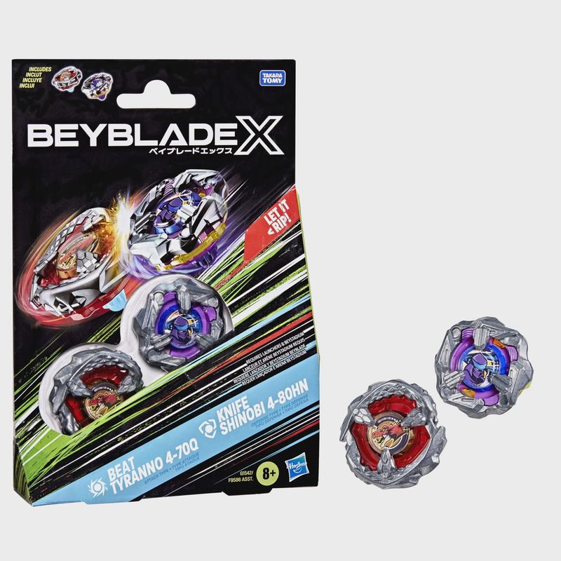 Beyblade X Beat Tyranno 4-70Q &amp; Knife Shinobi 4-80HN Dual Pack Set