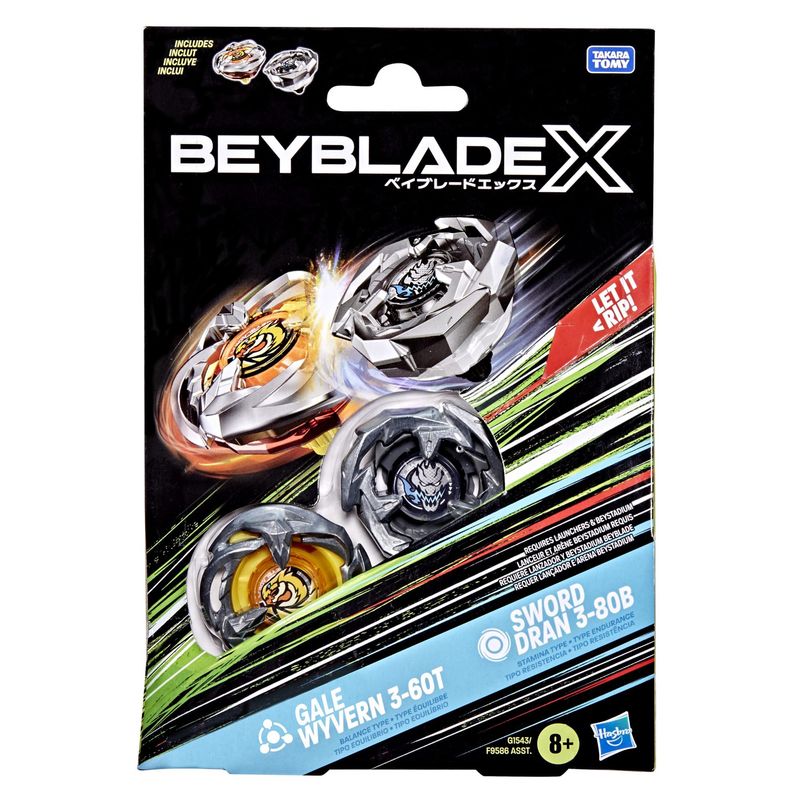 Beyblade X Gale Wyvern 3-60T &amp; Sword Dran 3-80B Dual Pack Set