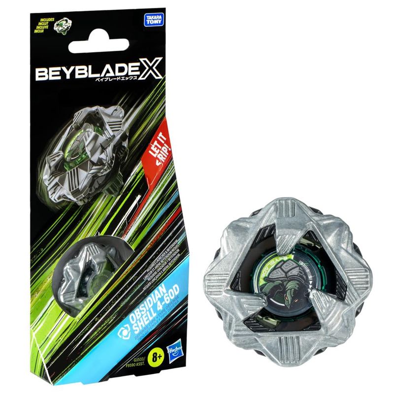 Beyblade X Obsidian Shell 4-60D Booster Pack Set with Defense Type Top