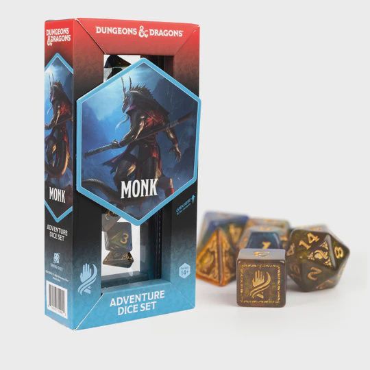 Dungeons &amp; Dragons Adventure Dice - Monk: Blue / Gold