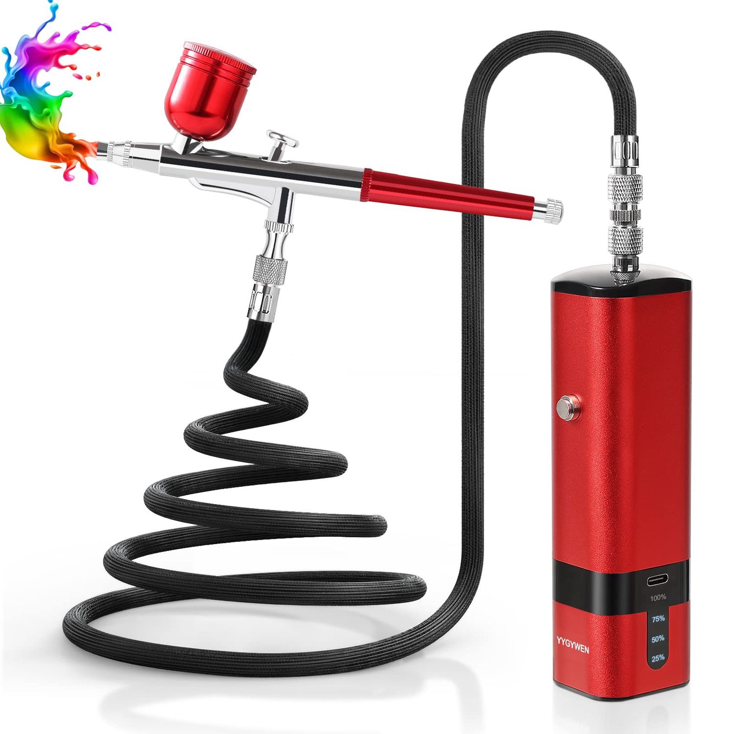 Airbrush: Yygywen Airbrush Kit with Compressor - 32PSI Red - RDI7L
