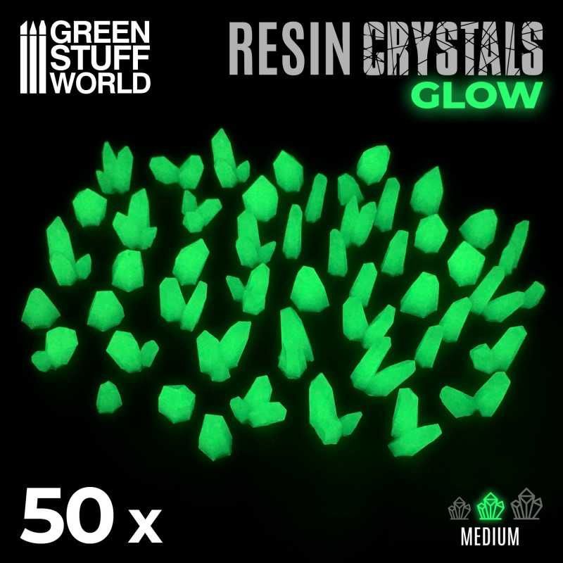 Green Glow Resin Crystals - Medium