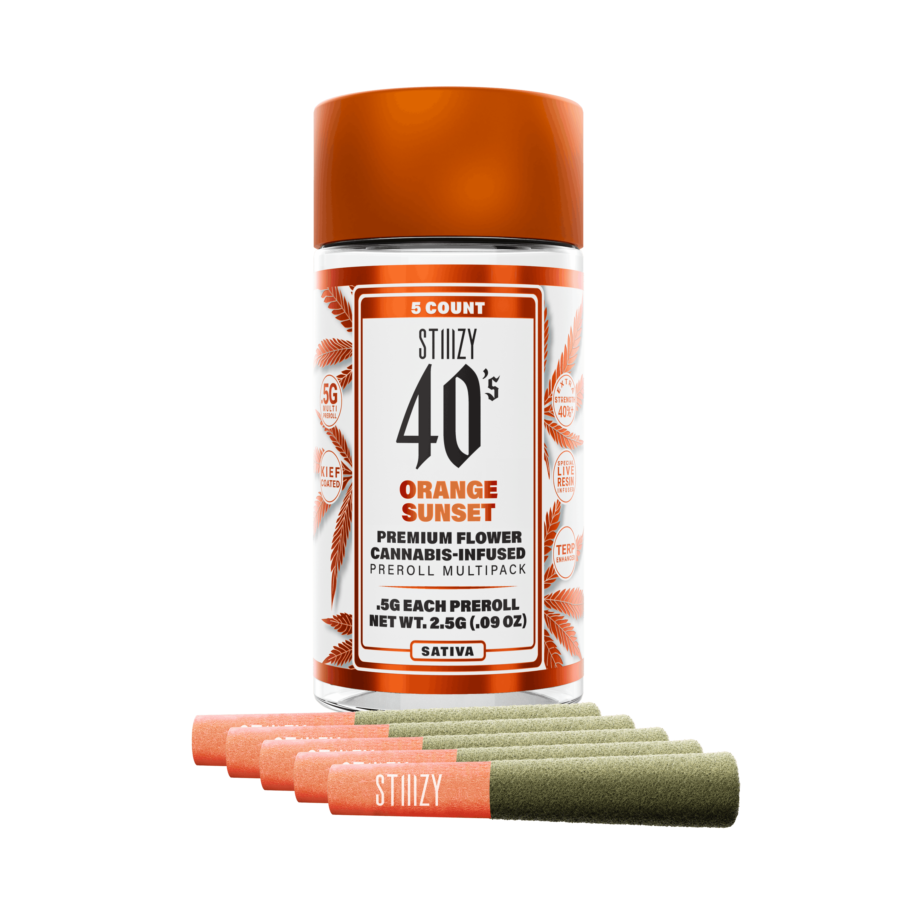 STIIIZY - ORANGE SUNSET - .5G 40's Infused Preroll Pack