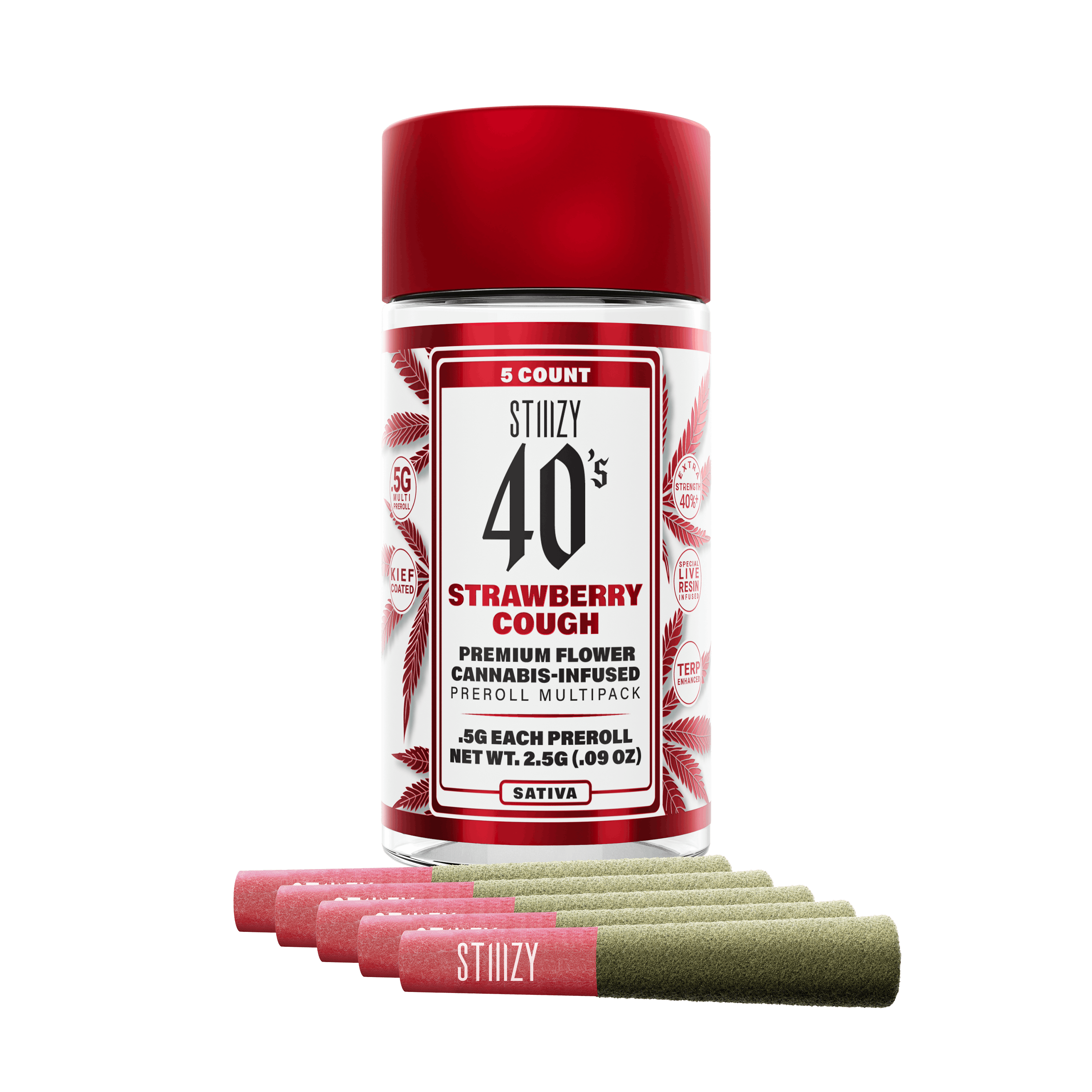 STIIIZY - STRAWBERRY COUGH - 5G 40's Infused Preroll