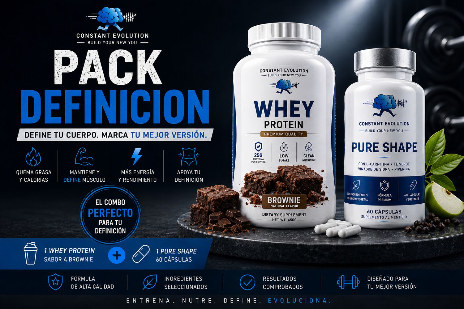 PACK DEFINICIÓN Whey Protein + Metabolic Burner (Pure Shape)