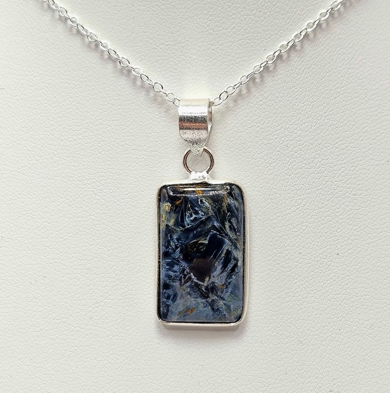 Zawieszka - pietersyt, srebro tybetańskie - prostokąt