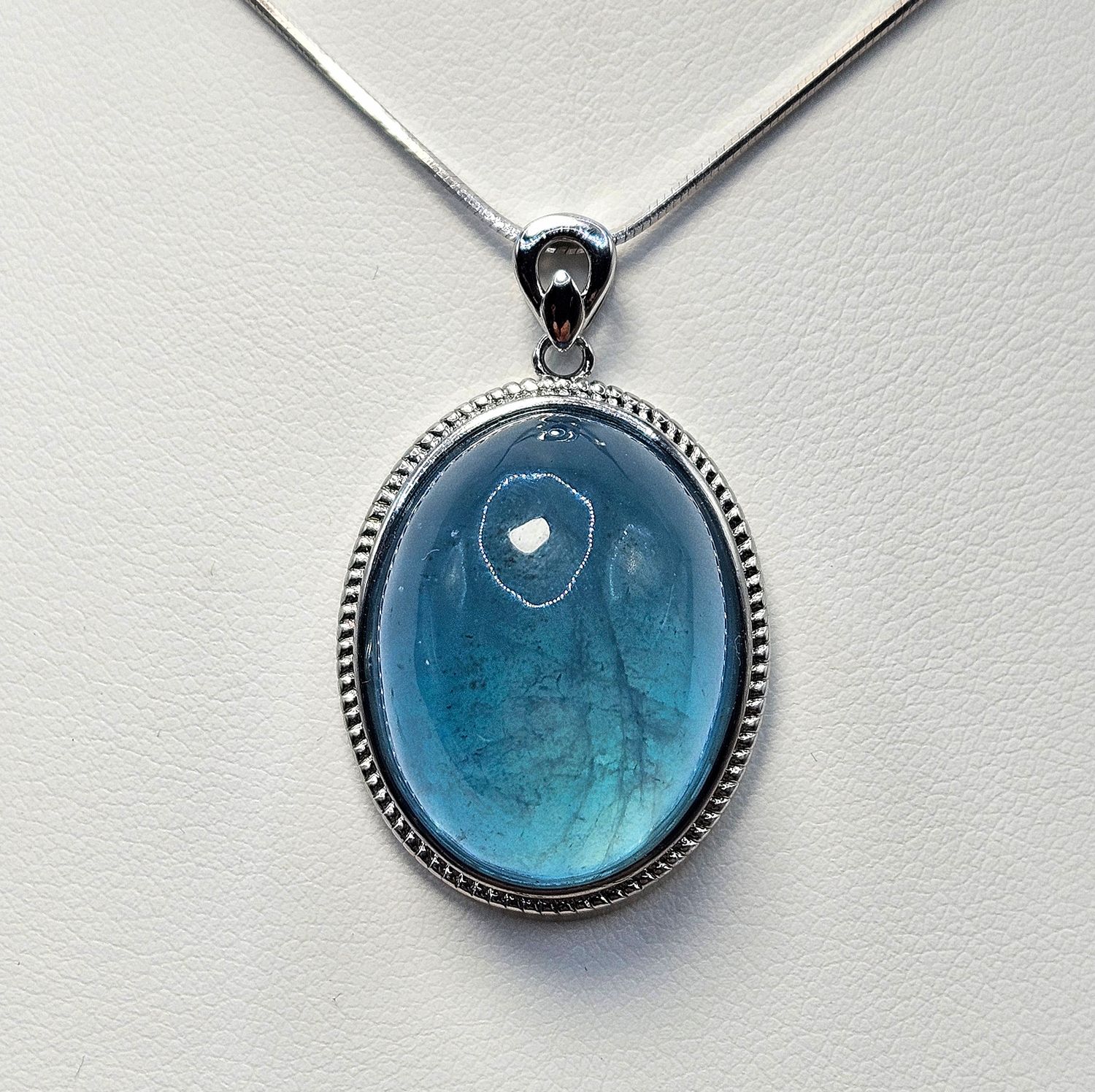 Zawieszka - akwamaryn, srebro - owal