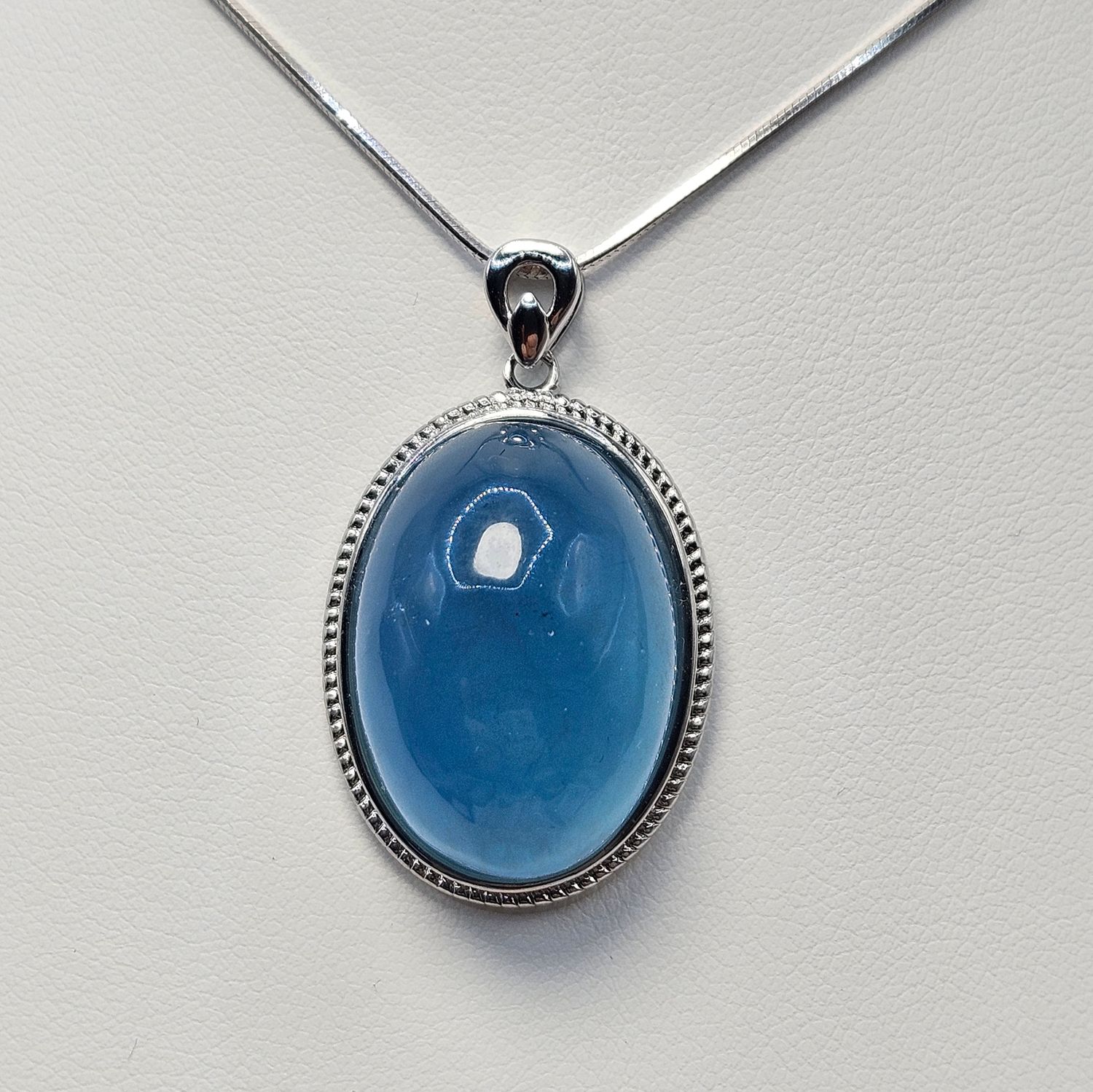 Zawieszka - akwamaryn, srebro - owal