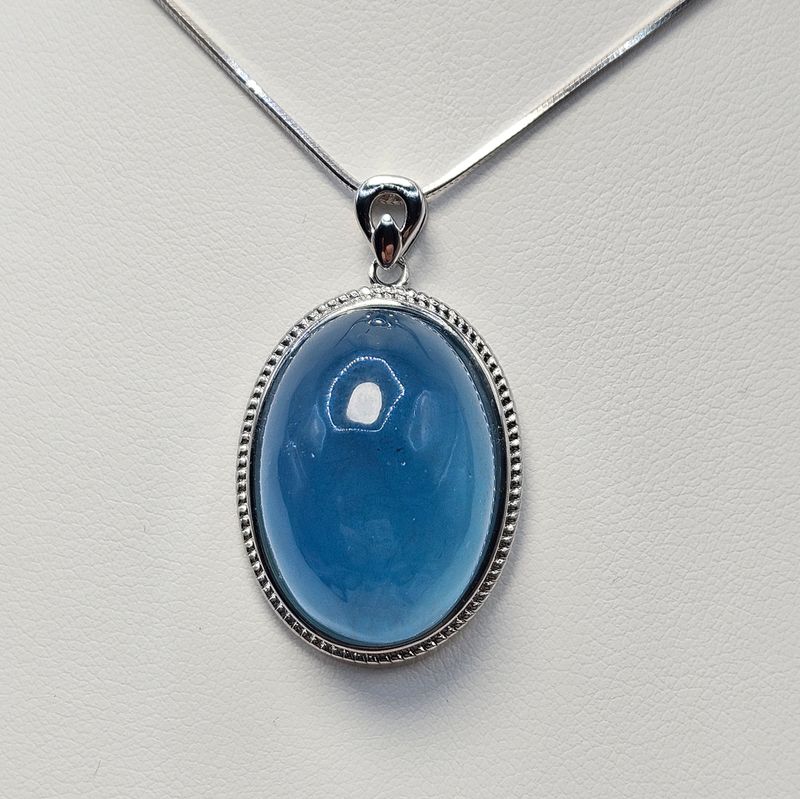 Zawieszka - akwamaryn, srebro - owal