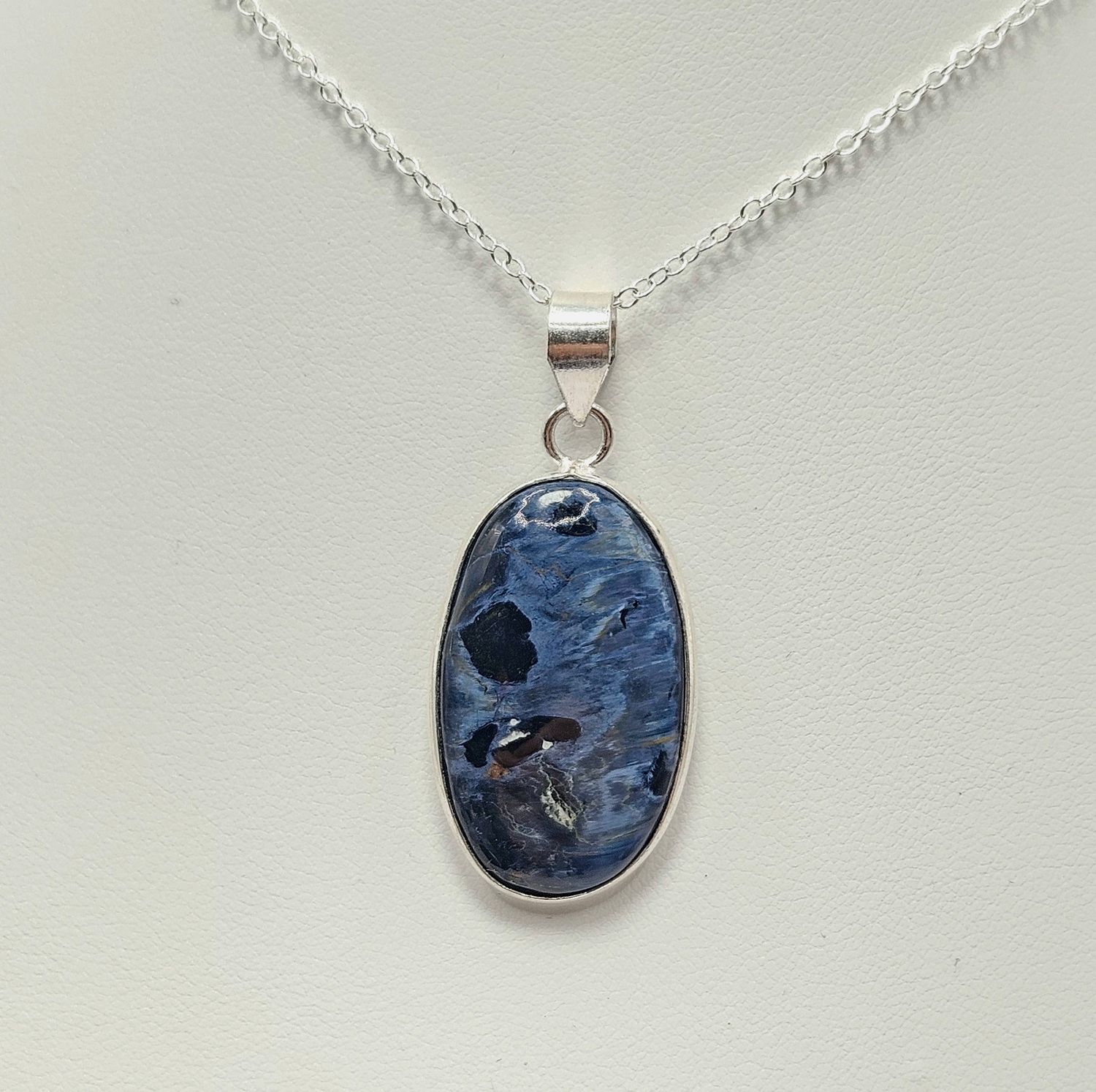 Zawieszka - pietersyt, srebro tybetańskie - owal