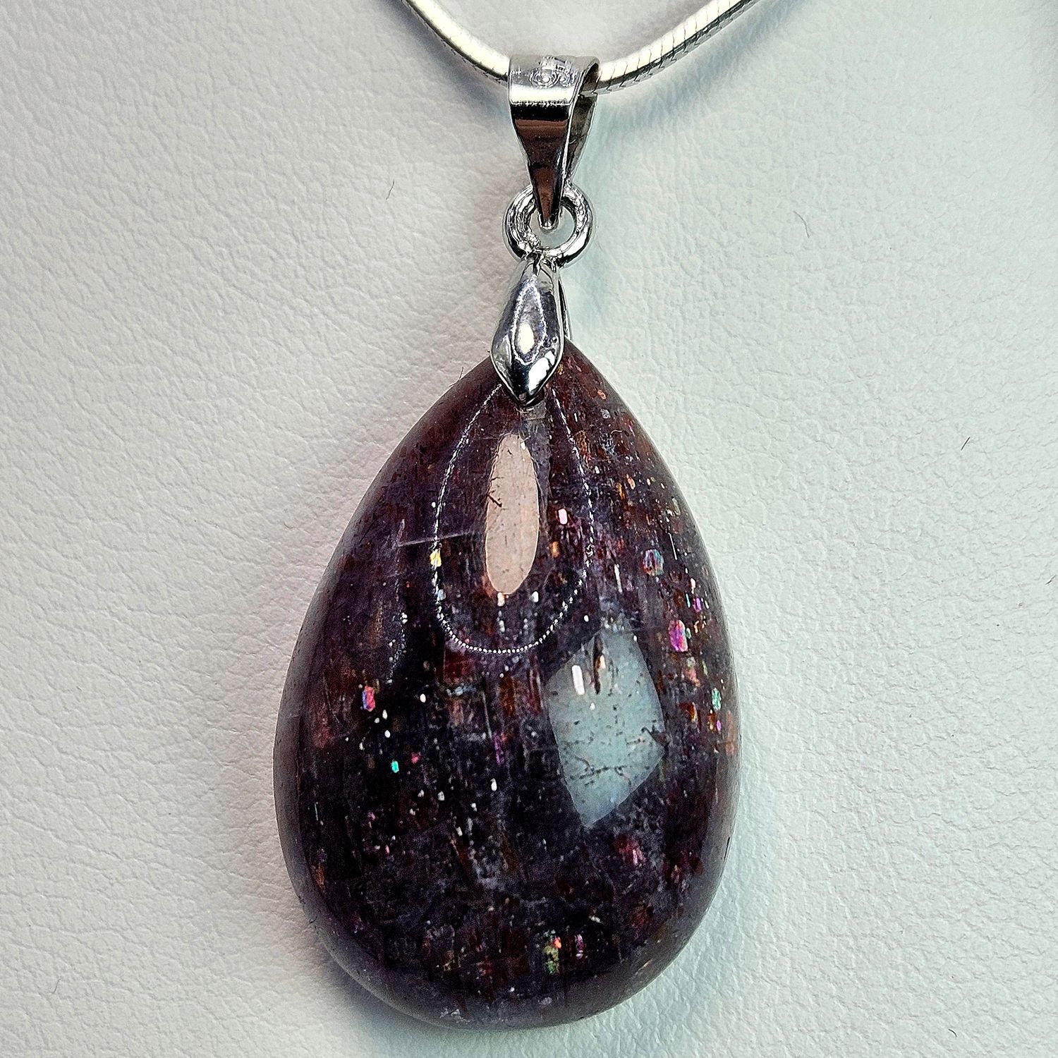 Zawieszka - lolit, srebro tybetańskie - owal