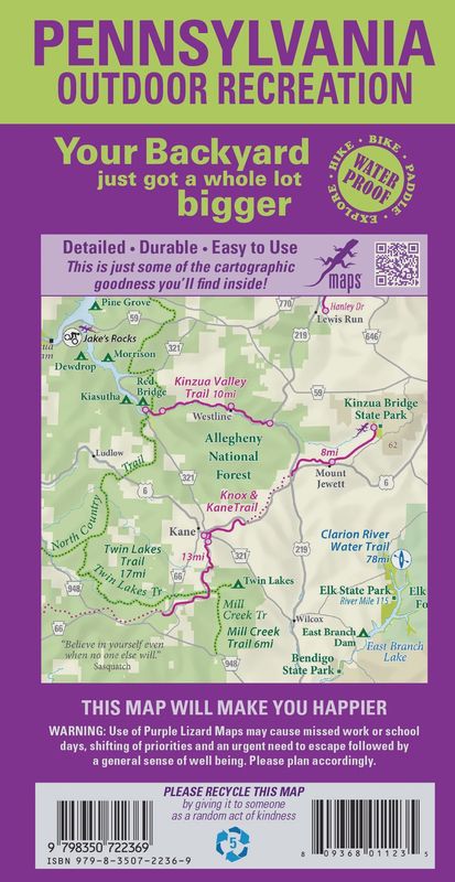 Purple Lizard Map; Pennsylvania Statewide Outdoor Recreation