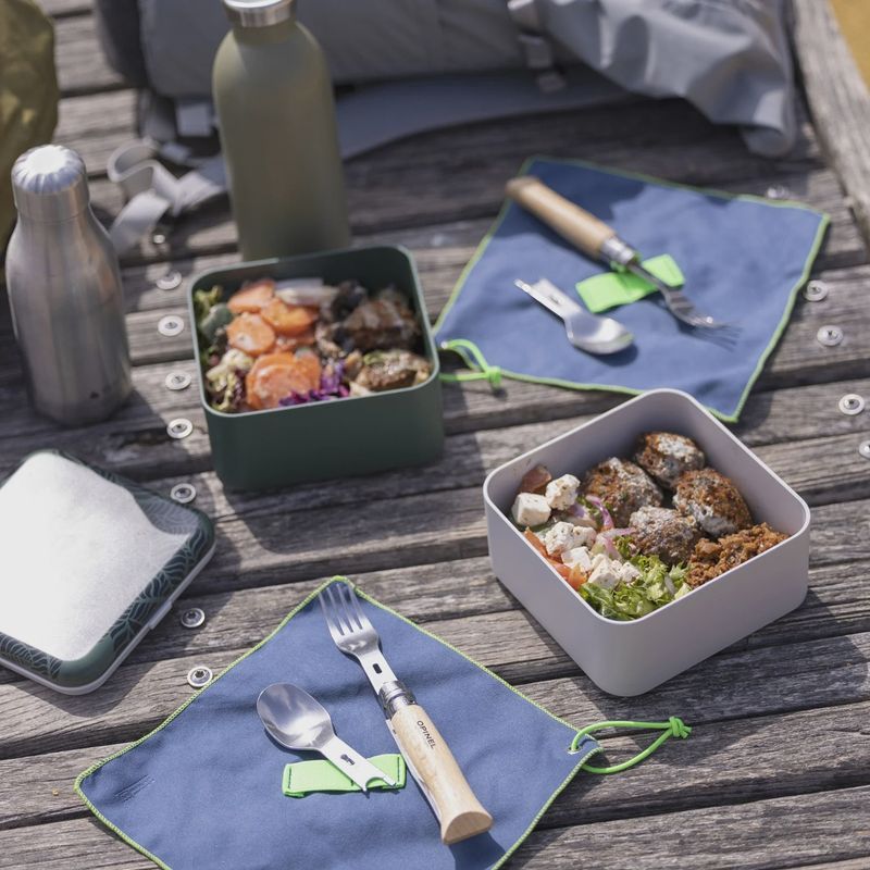Opinel Picnic+ Cutlery Complete Set, No.08 Stainless Steel Knife, Fork Insert, and Spoon Insert