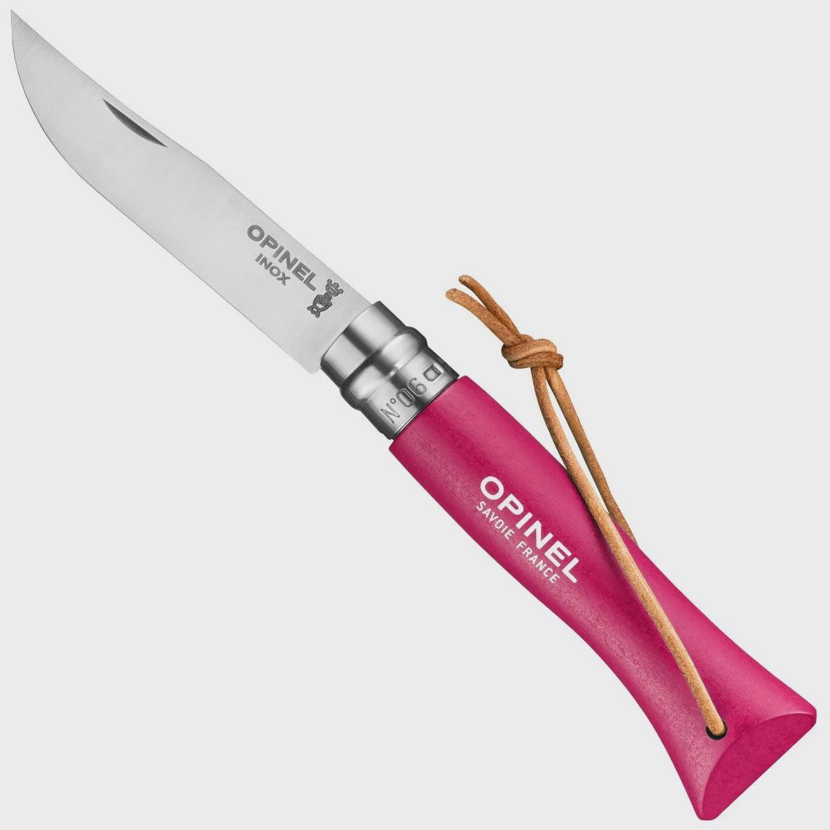 Opinel No.6 Folding Knife with Lanyard - Pink