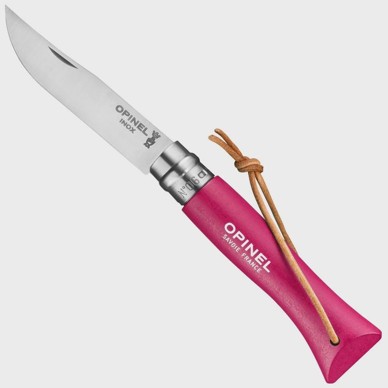 Opinel No.6 Folding Knife with Lanyard - Pink