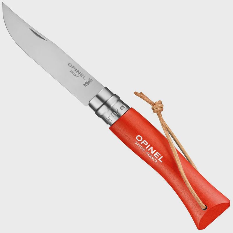 Opinel No.7 Folding Knife with Lanyard - Tangerine