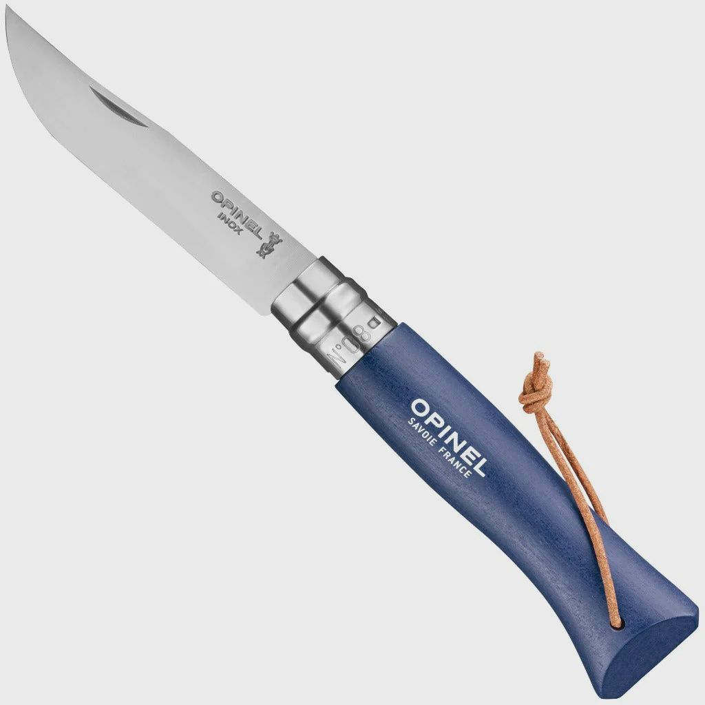 Opinel No.8 Folding Knife with Lanyard - Deep Blue